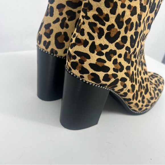 COACH Drea Beadchain Leopard Block Heel Almond Toe Ankle Boots Sz 11 - Picture 6 of 13